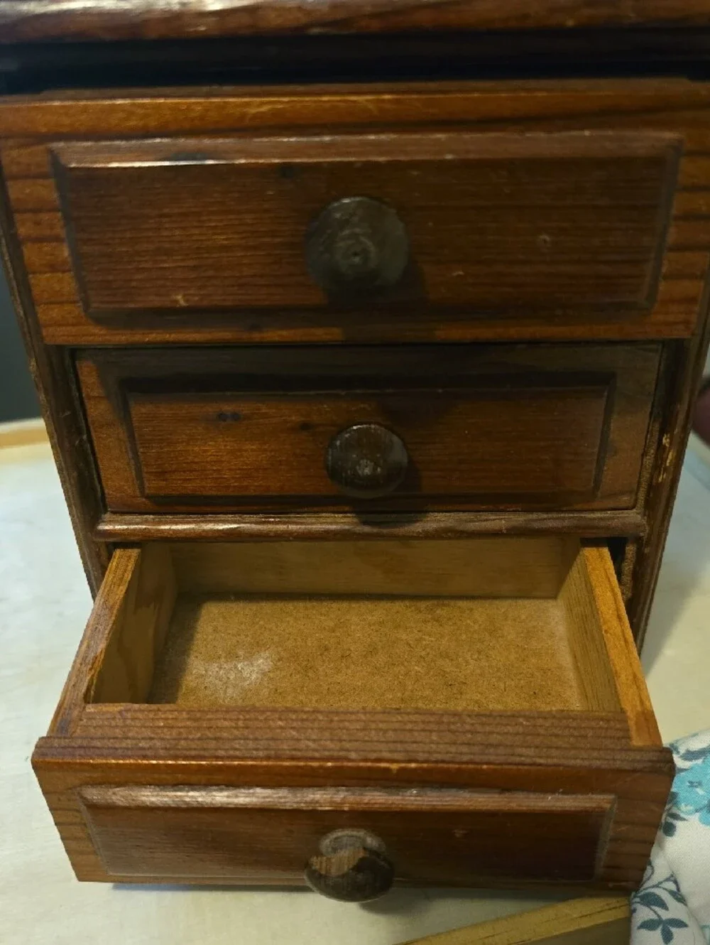 Small Wooden 3-Drawer Jewelry Organizer - Brown